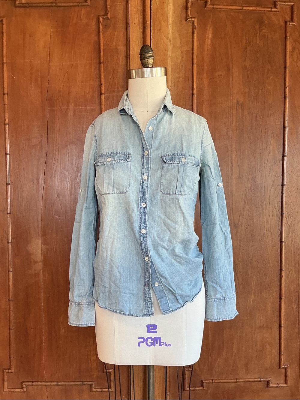 J. Crew 100% Cotton Light Blue Denim Chambray Button-Down Shirt